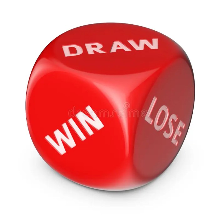 Win lose draw dice stock options concept red big illustration drawing icon